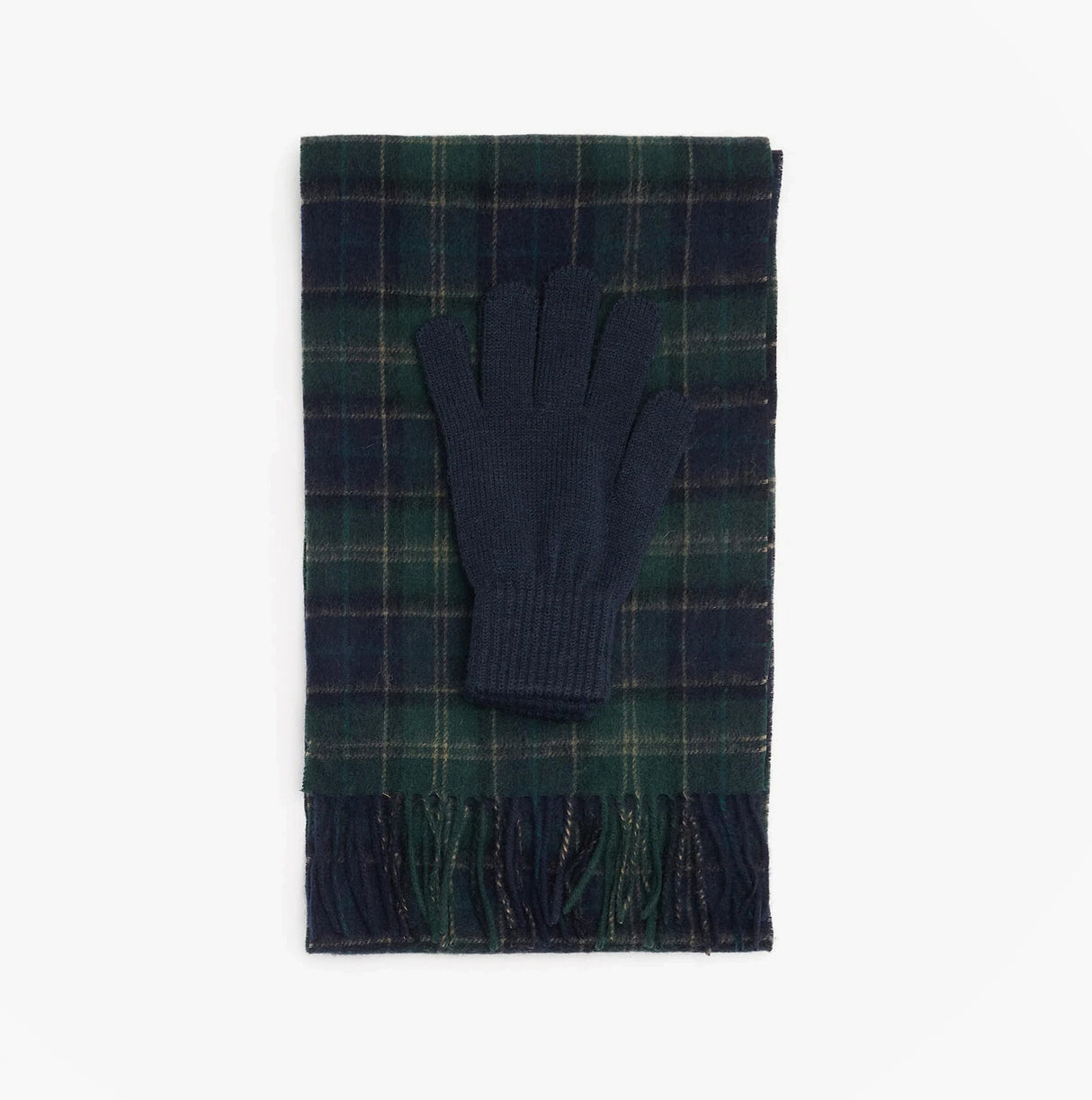 Barbour TARTAN SCARF & GLOVE Gift Set Mens Green Loch Tartan