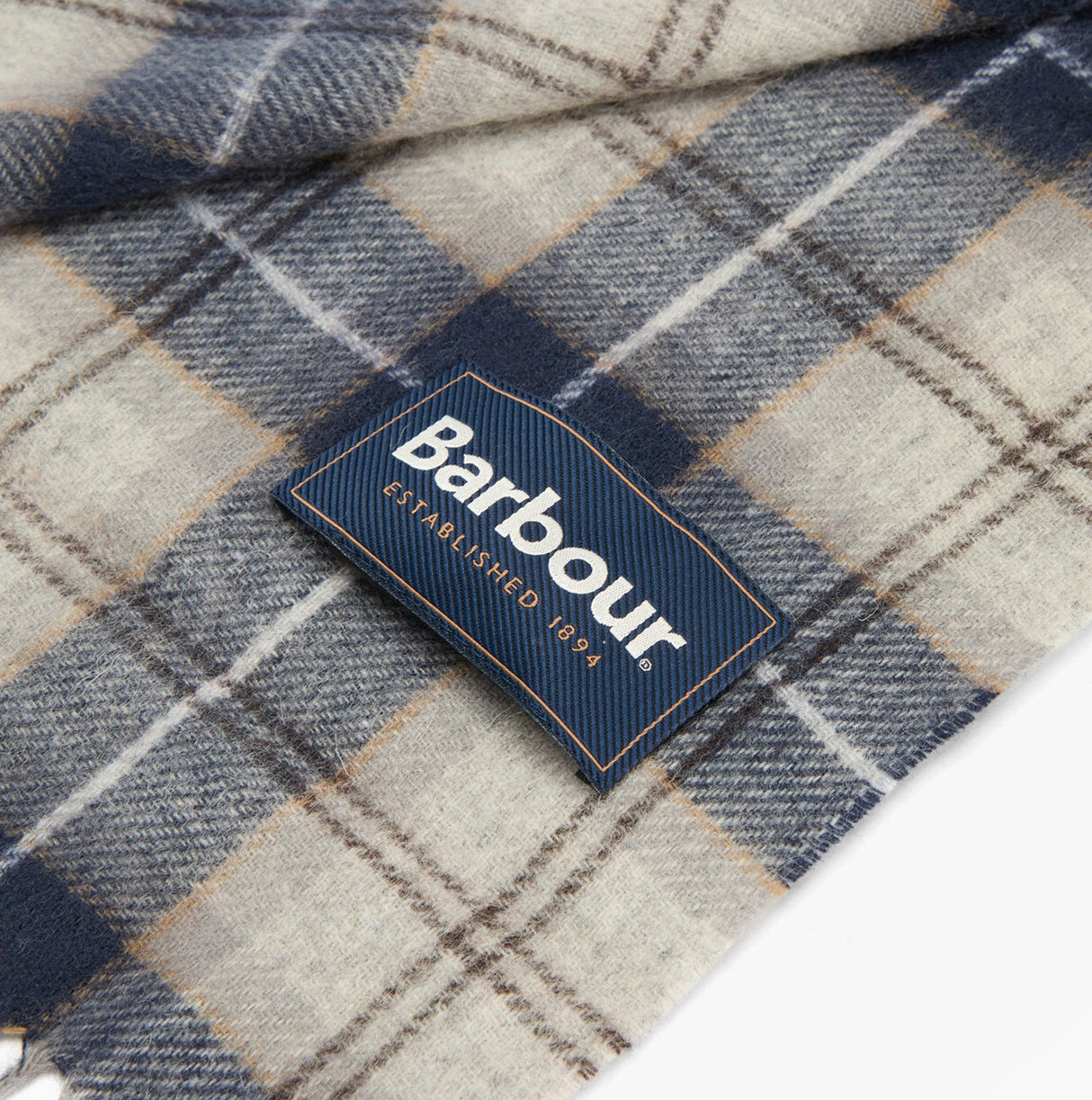 Barbour TARTAN SCARF AND GLOVE Mens Gift Set Grey Midnight