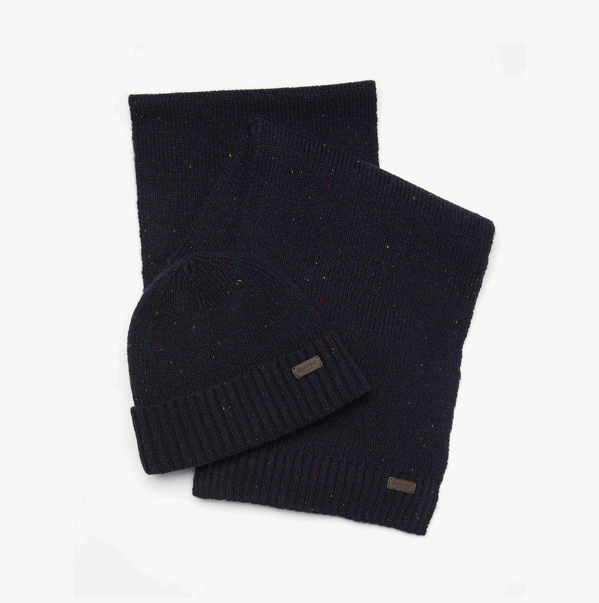 Barbour CARLTON FLECK BEANIE & SCARF Gift Set Mens Navy