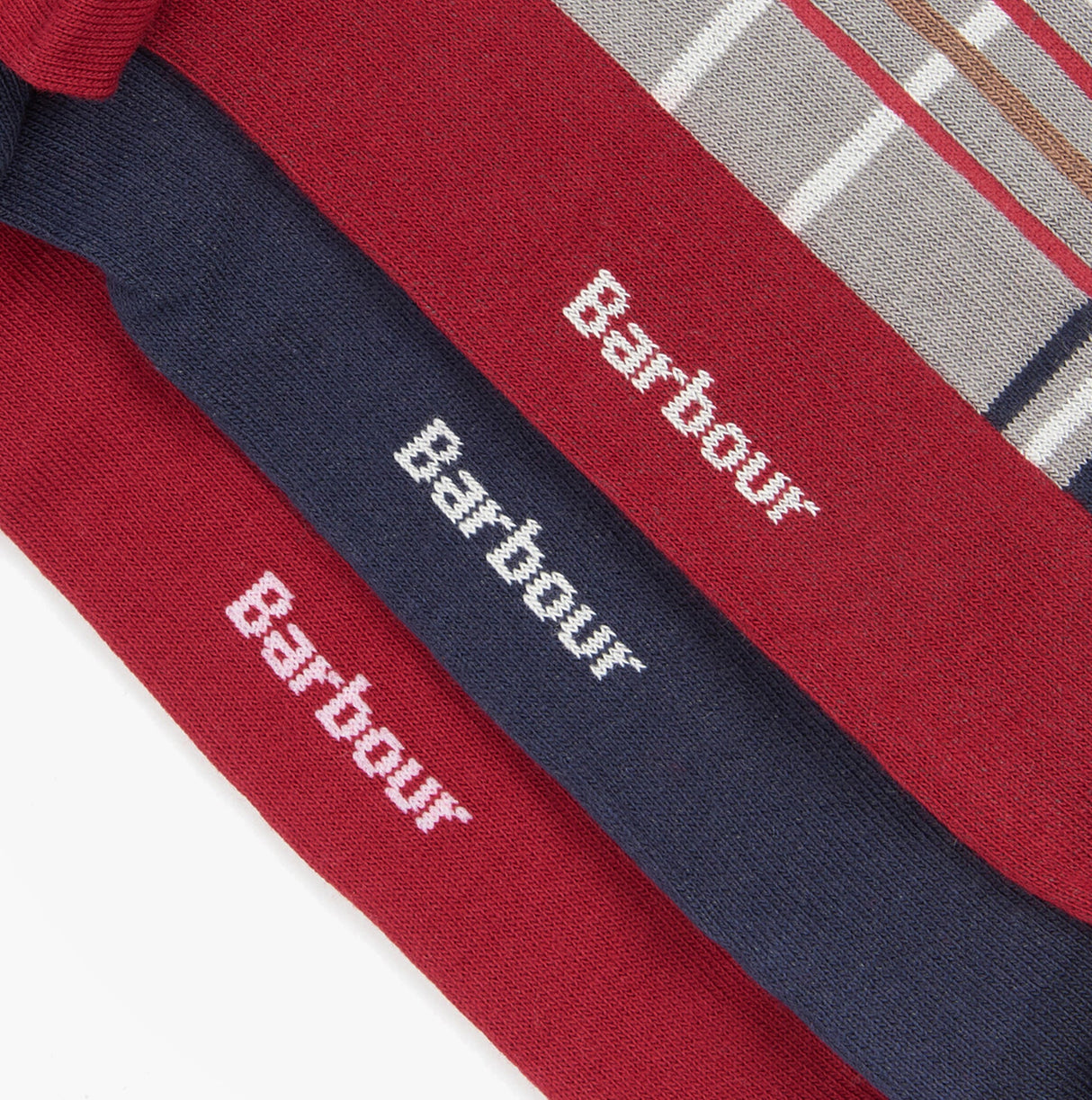 Barbour TARTAN SOCKS Mens 3 Pack Gift Box Blue Granite