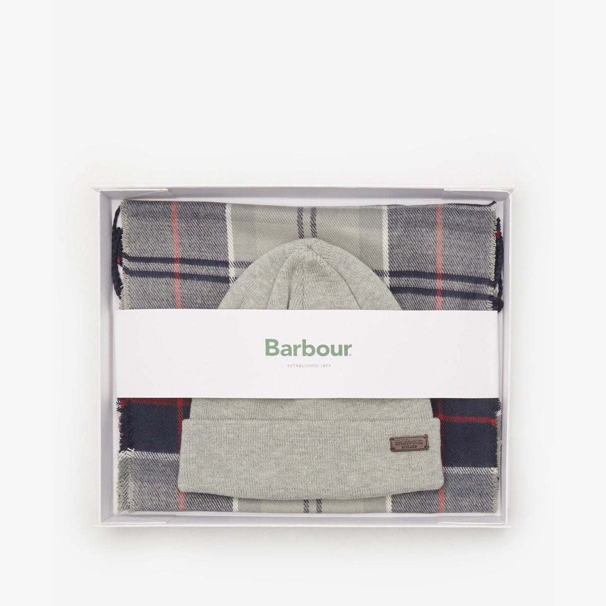Barbour SWINTON & GALINGALE Hat & Scarf Gift Set Mens Blue Granite