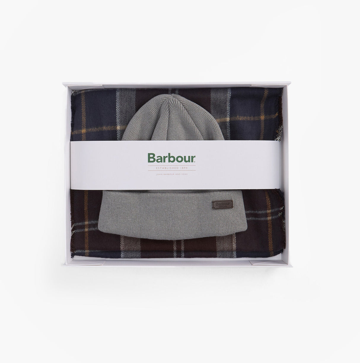 Barbour SWINTON BEANIE & GALINGALE SCARF Mens Gift Set Midnight Oak