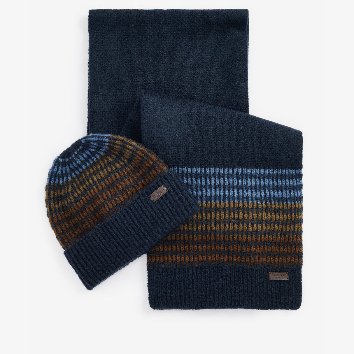 Barbour BRANTON BEANIE & SCARF Gift Set Mens Navy