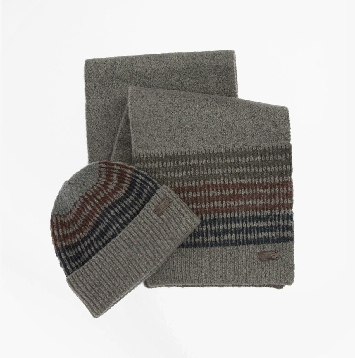 Barbour BRANTON BEANIE & SCARF Mens Gift Set Midnight Oak