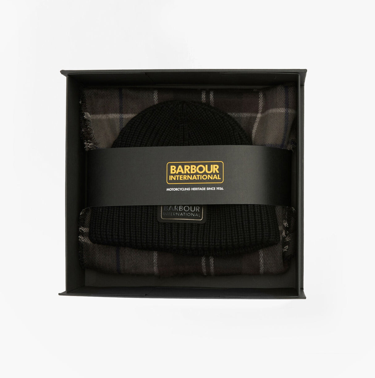 Barbour SWEEPER BEANIE AND SCARF Mens Gift Set Black