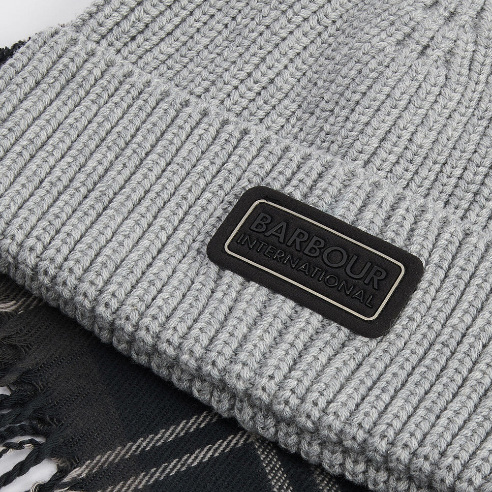 Barbour SWEEPER BEANIE & SCARF Gift Set Mens Grey
