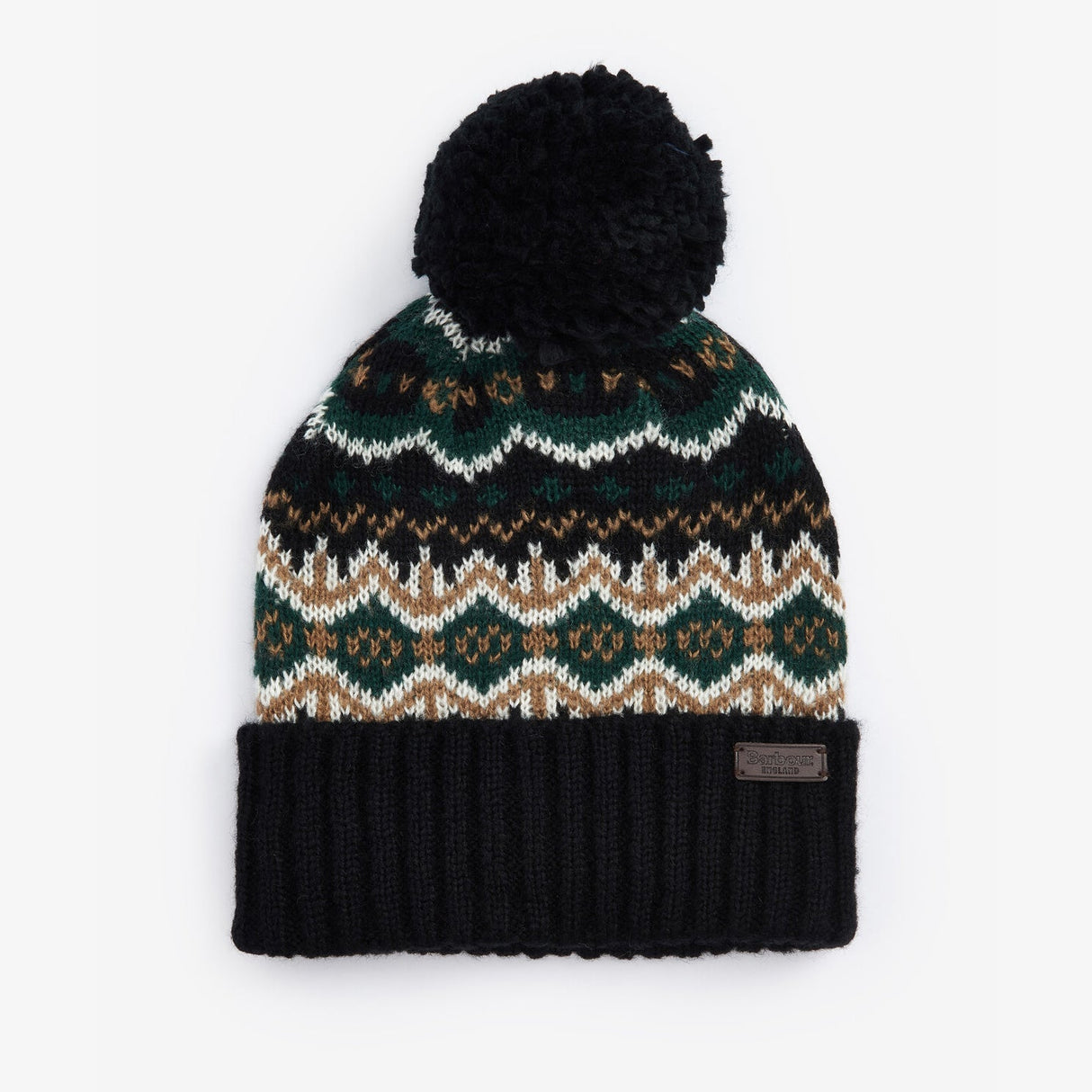 Barbour CASE FAIRISLE Mens Bobble Beanie Green Loch