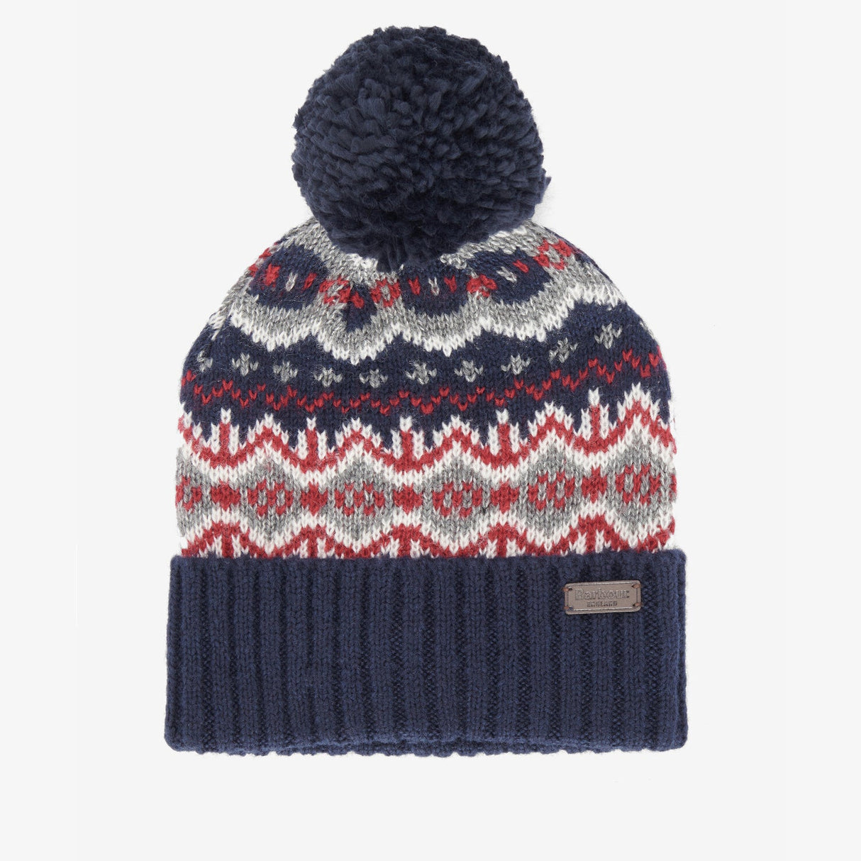 Barbour CASE FAIRISLE Mens Bobble Beanie Blue Granite