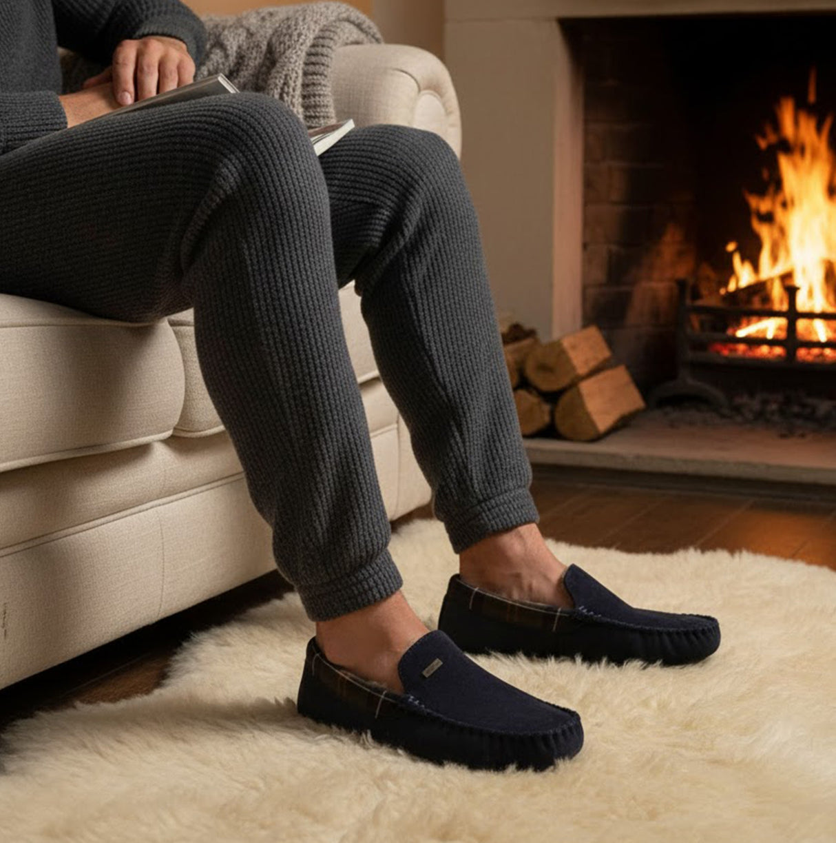 Barbour MONTY Mens Slippers Navy