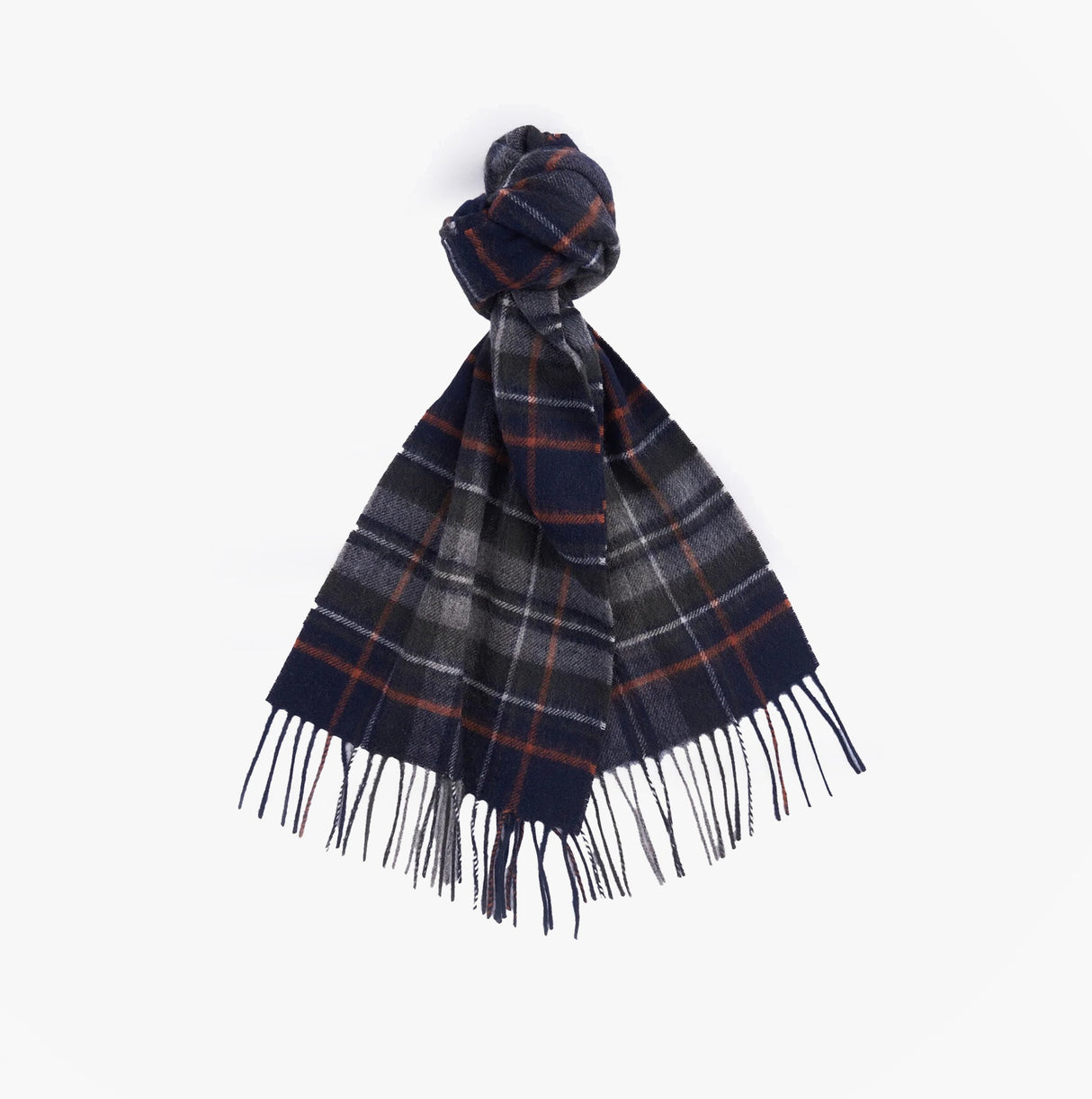 Barbour NEW CHECK Unisex Adults Tartan Scarf Navy/Dark Ginger