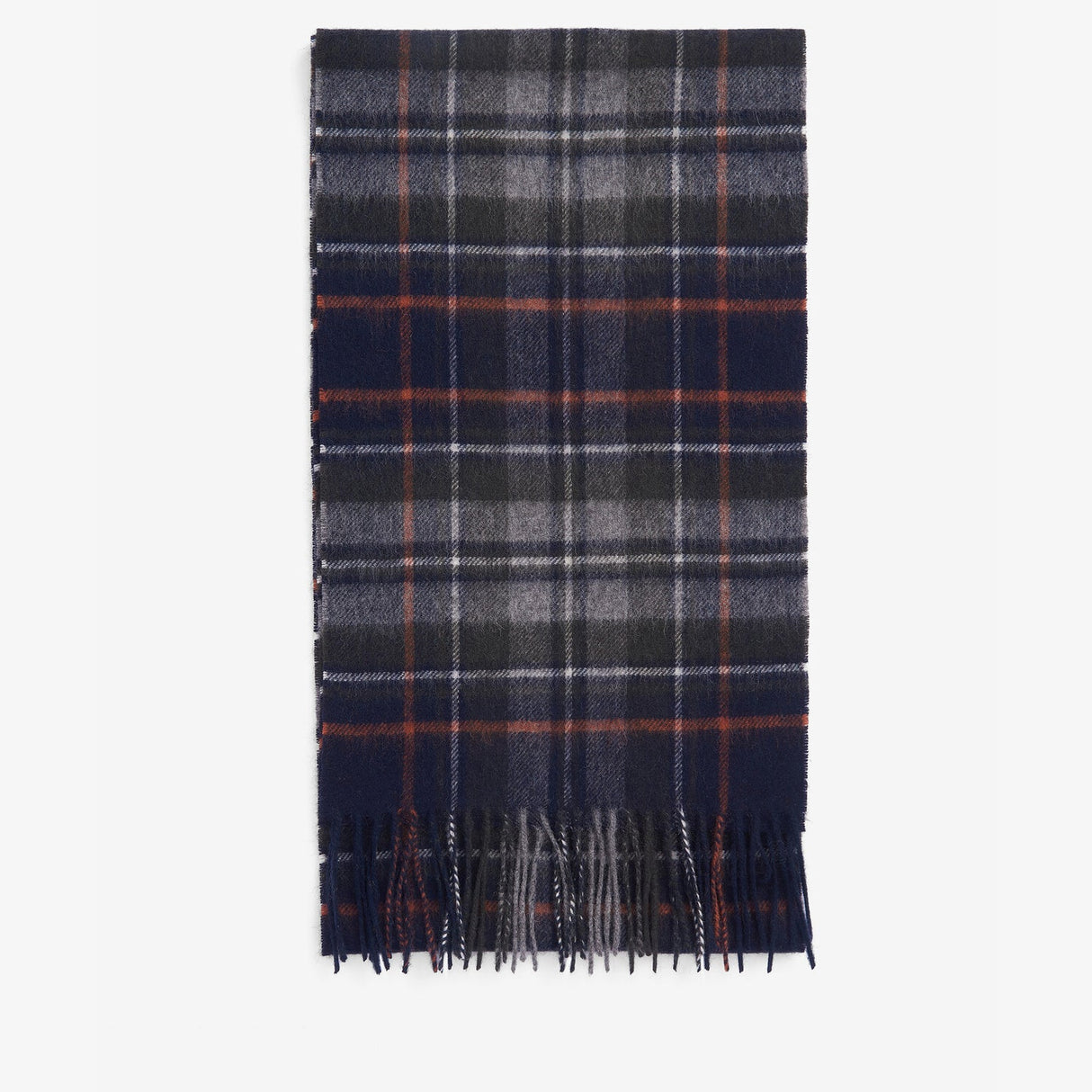 Barbour NEW CHECK Unisex Adults Tartan Scarf Navy/Dark Ginger