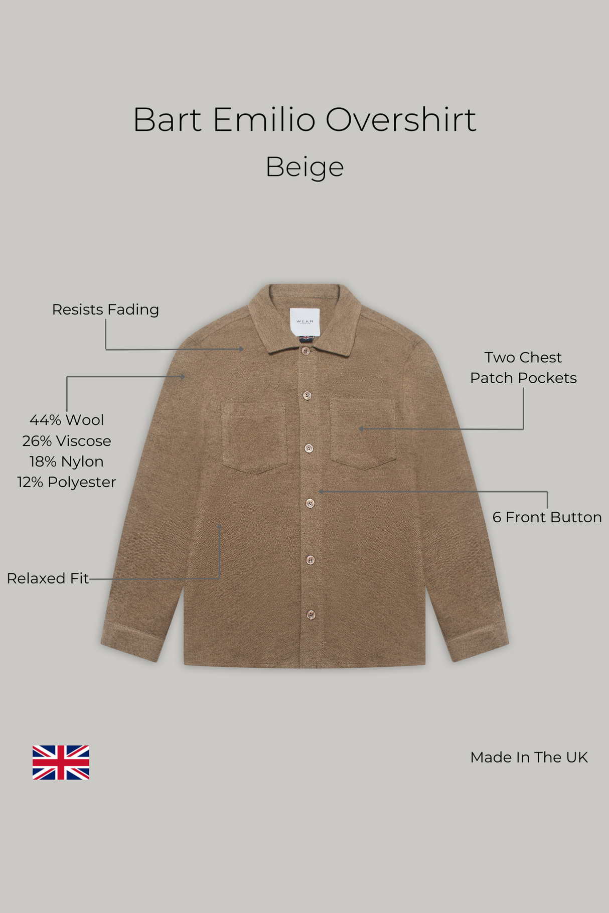 Bart Emilio Overshirt - Beige