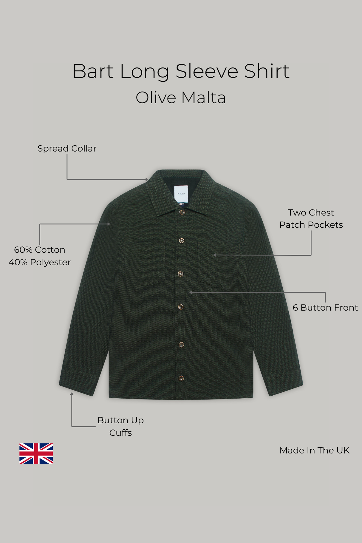 Bart Long Sleeve Shirt - Olive Malta