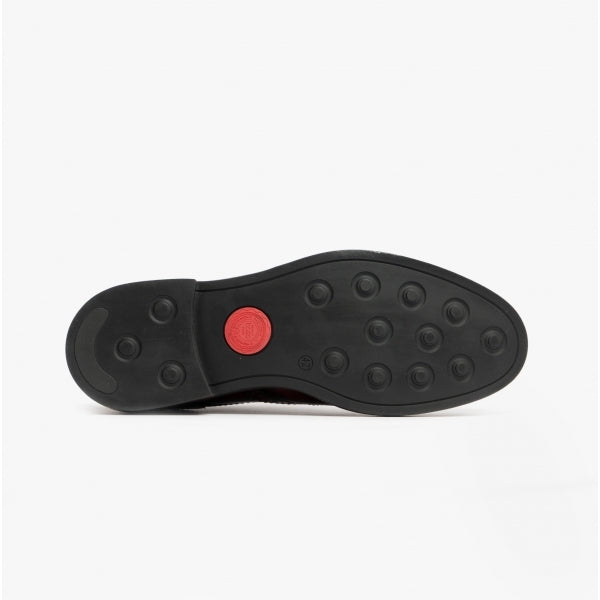 Base London WOBURN Mens Polished Leather Brogue Shoes Oxblood