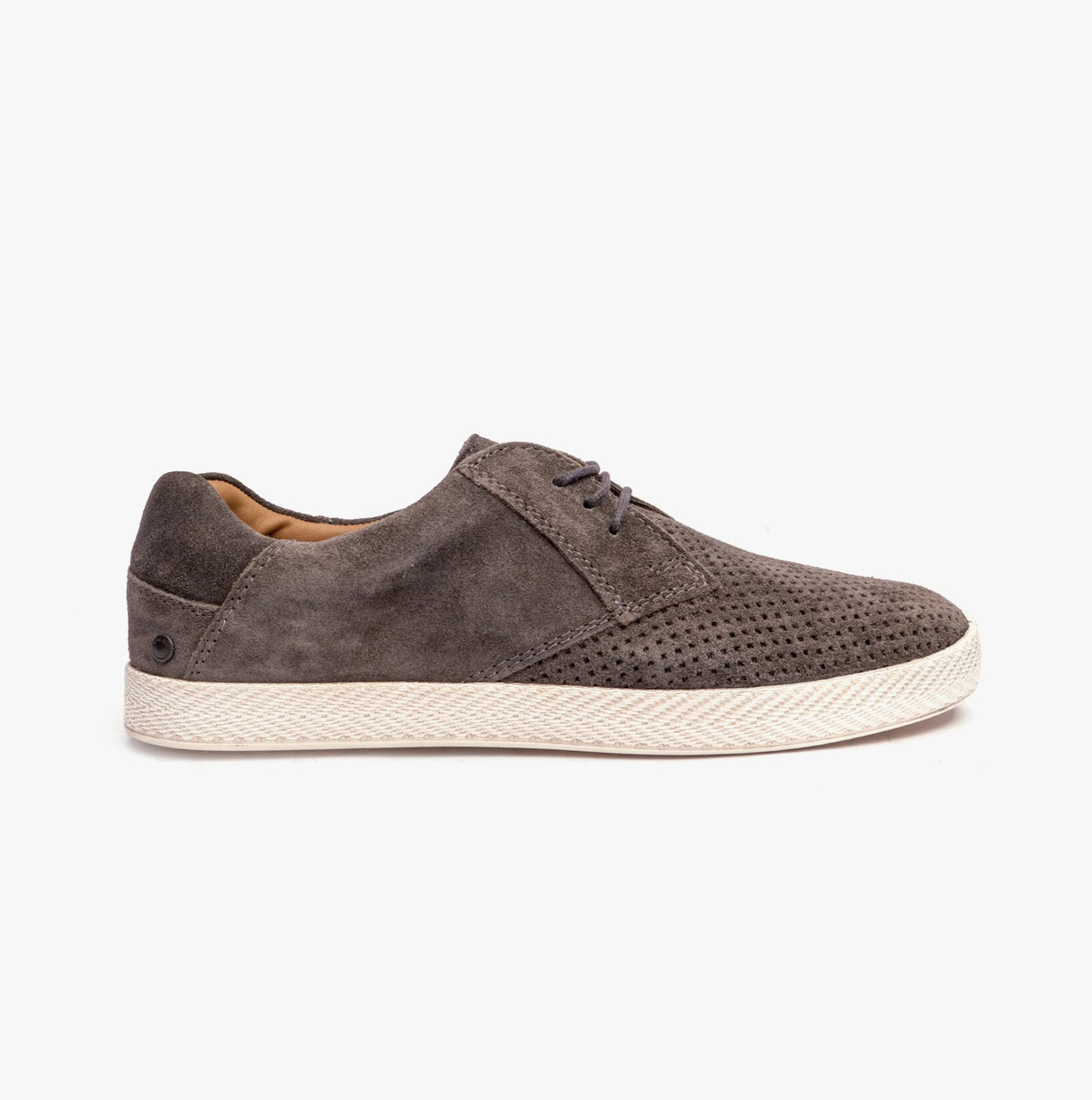 Base London KEEL Mens Perforated Suede Casual Shoes Grey