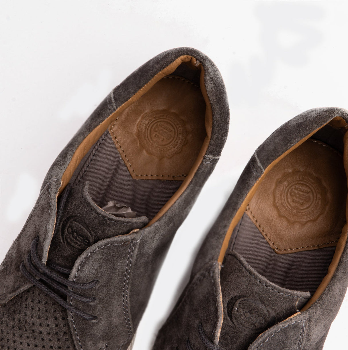 Base London KEEL Mens Perforated Suede Casual Shoes Grey