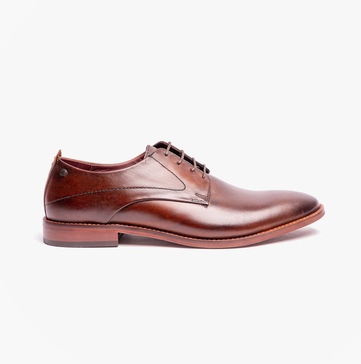 Base London SCRIPT Mens Leather Derby Shoes Brown