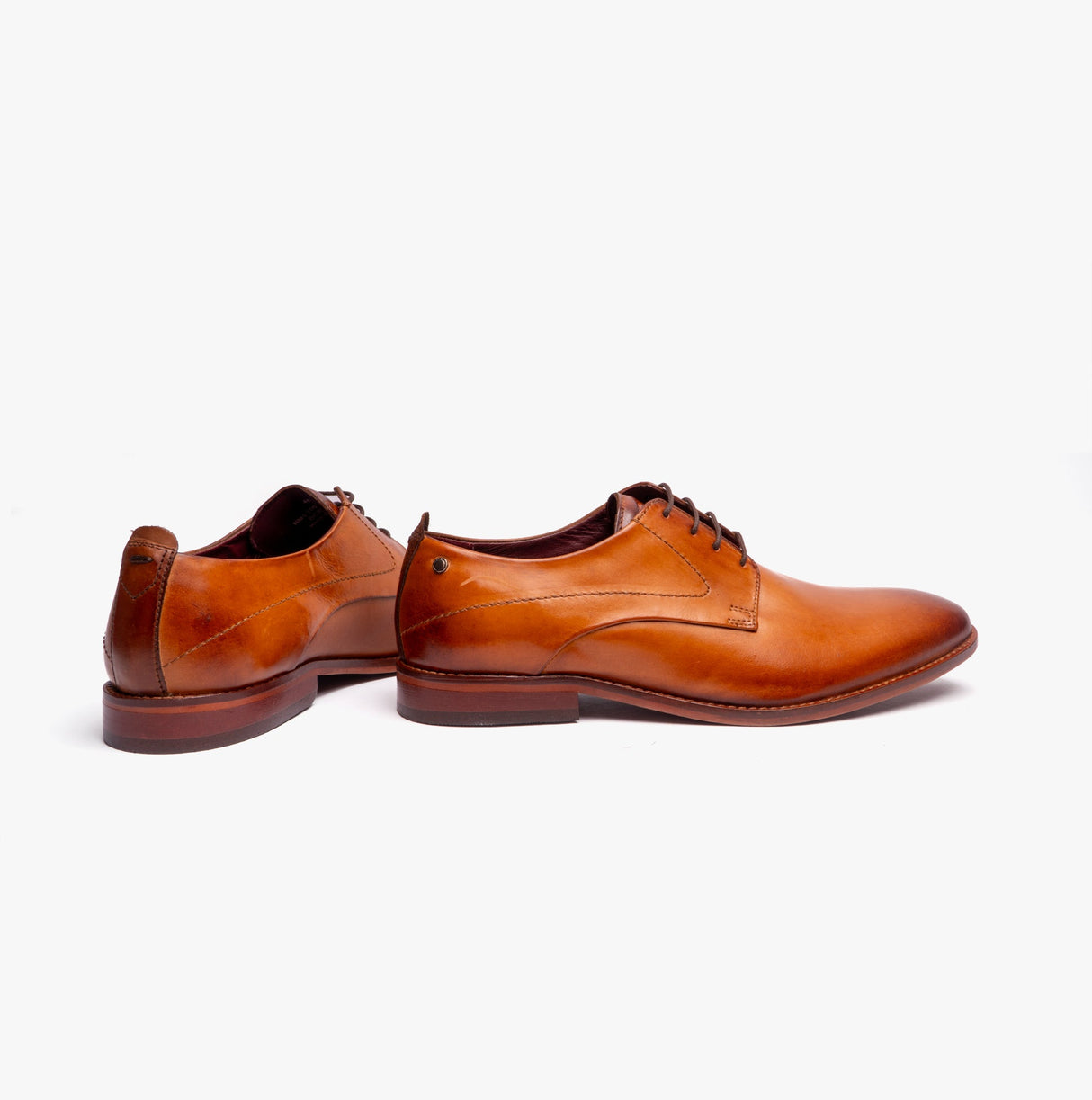 Base London SCRIPT Mens Leather Derby Shoes Tan