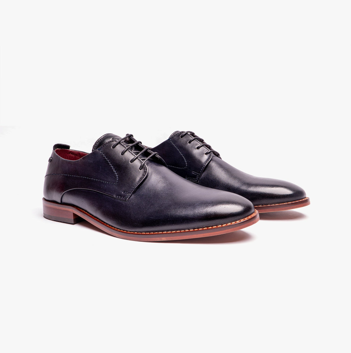 Base London SCRIPT Mens Leather Derby Shoes Navy