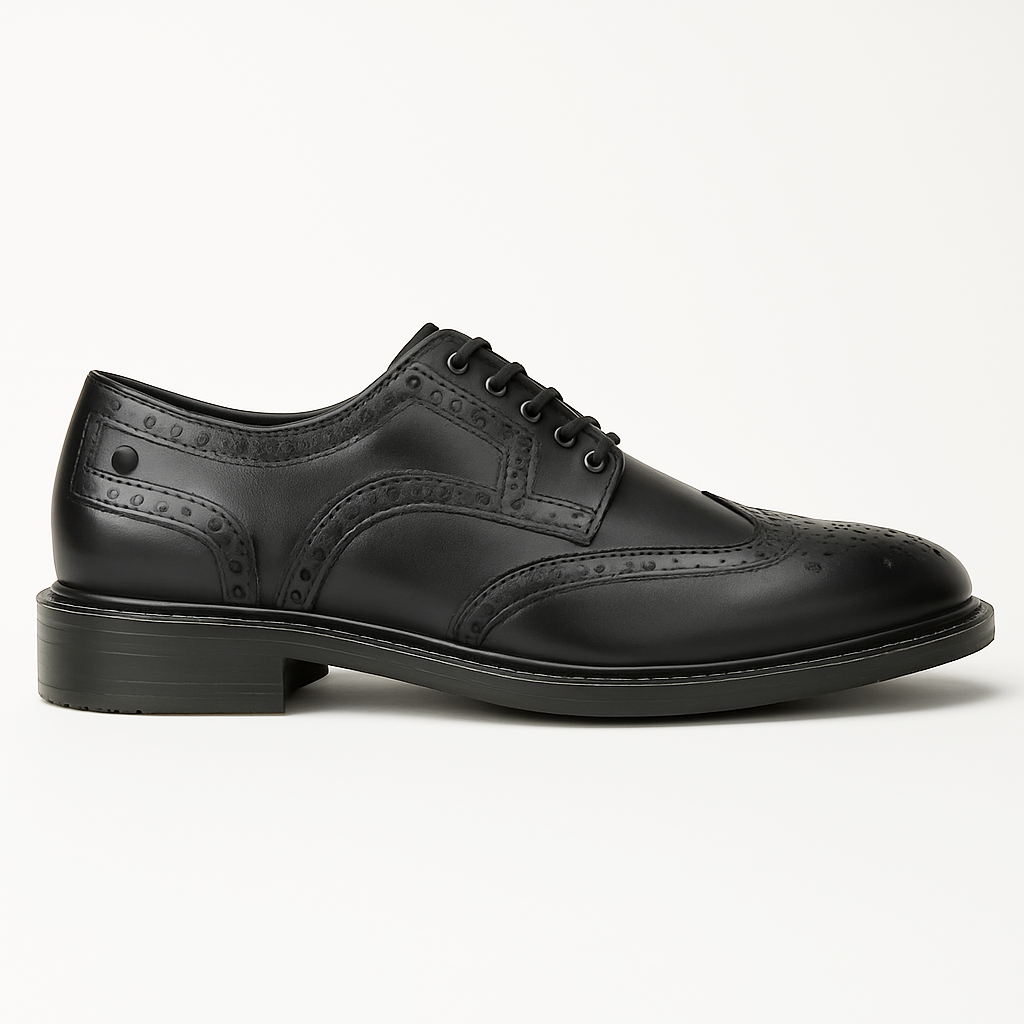 Base London BRYCE Mens Leather Brogue Shoes Black