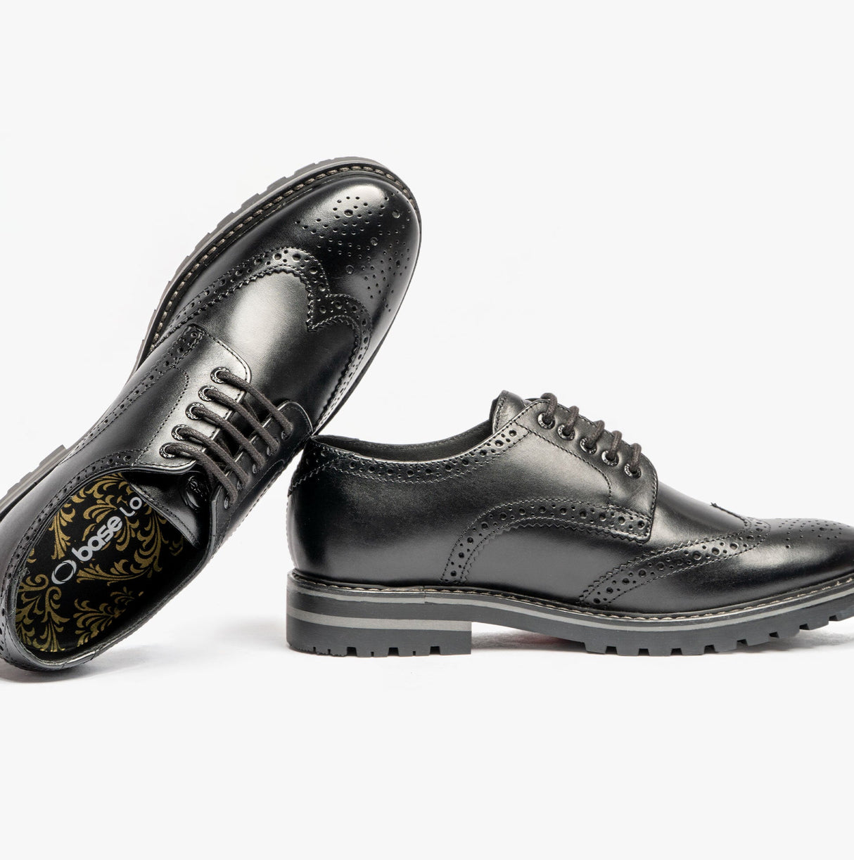 Base London GIBBS WAXY Mens Formal Lace Up Shoes Black