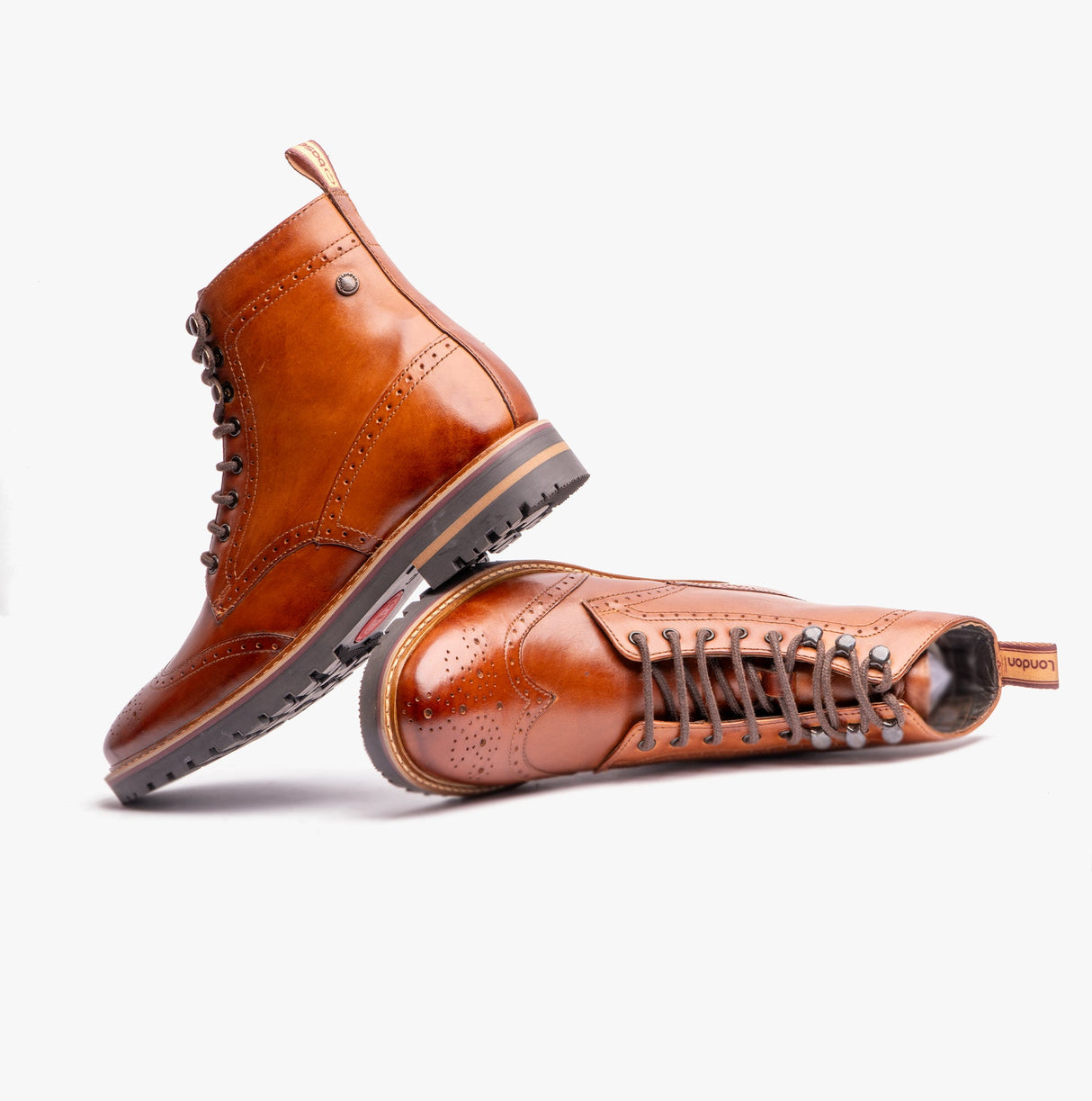 Base London GROVE WASHED Mens Boots Burnt Tan