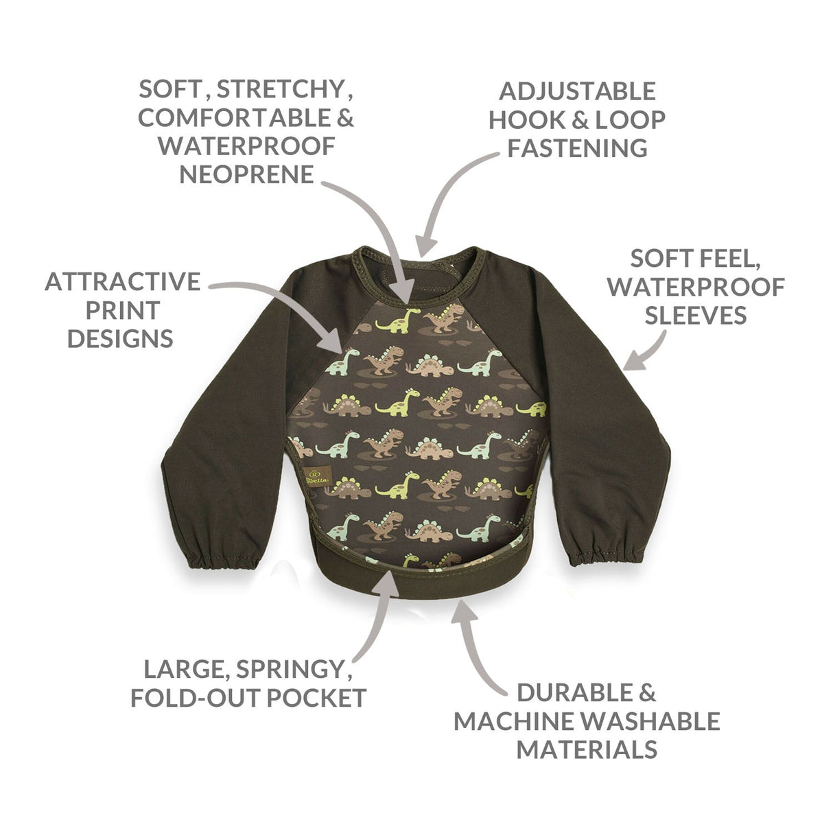 Weaning Bib with Sleeves - Dinosaurs UltraBib