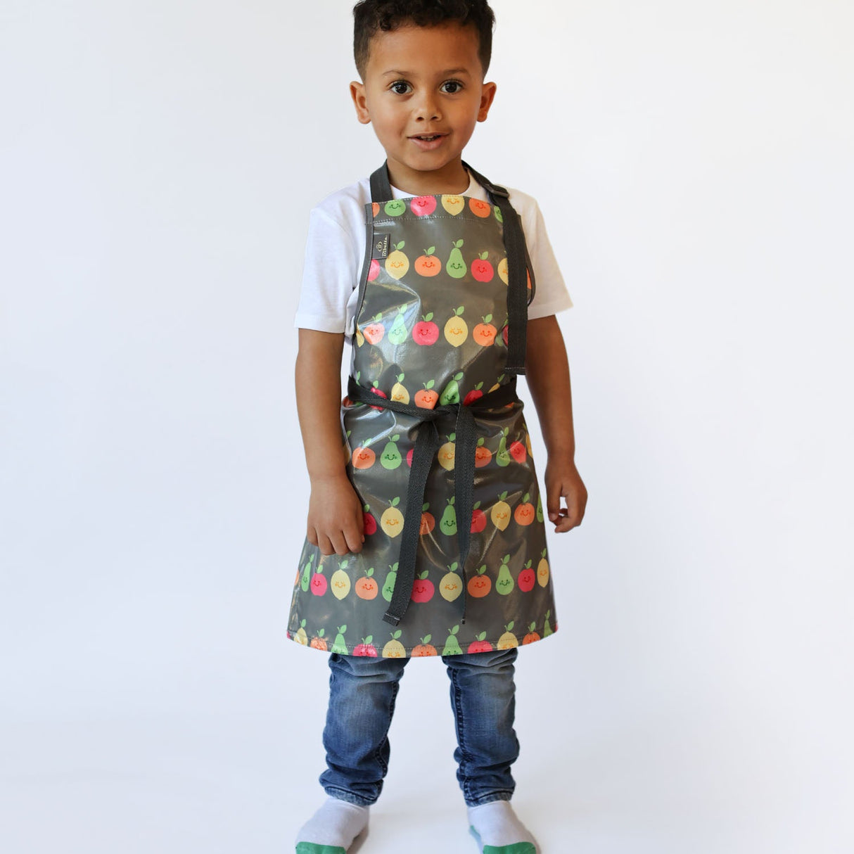 Wipeezee Apron - Child's size - Grey Happy Fruit