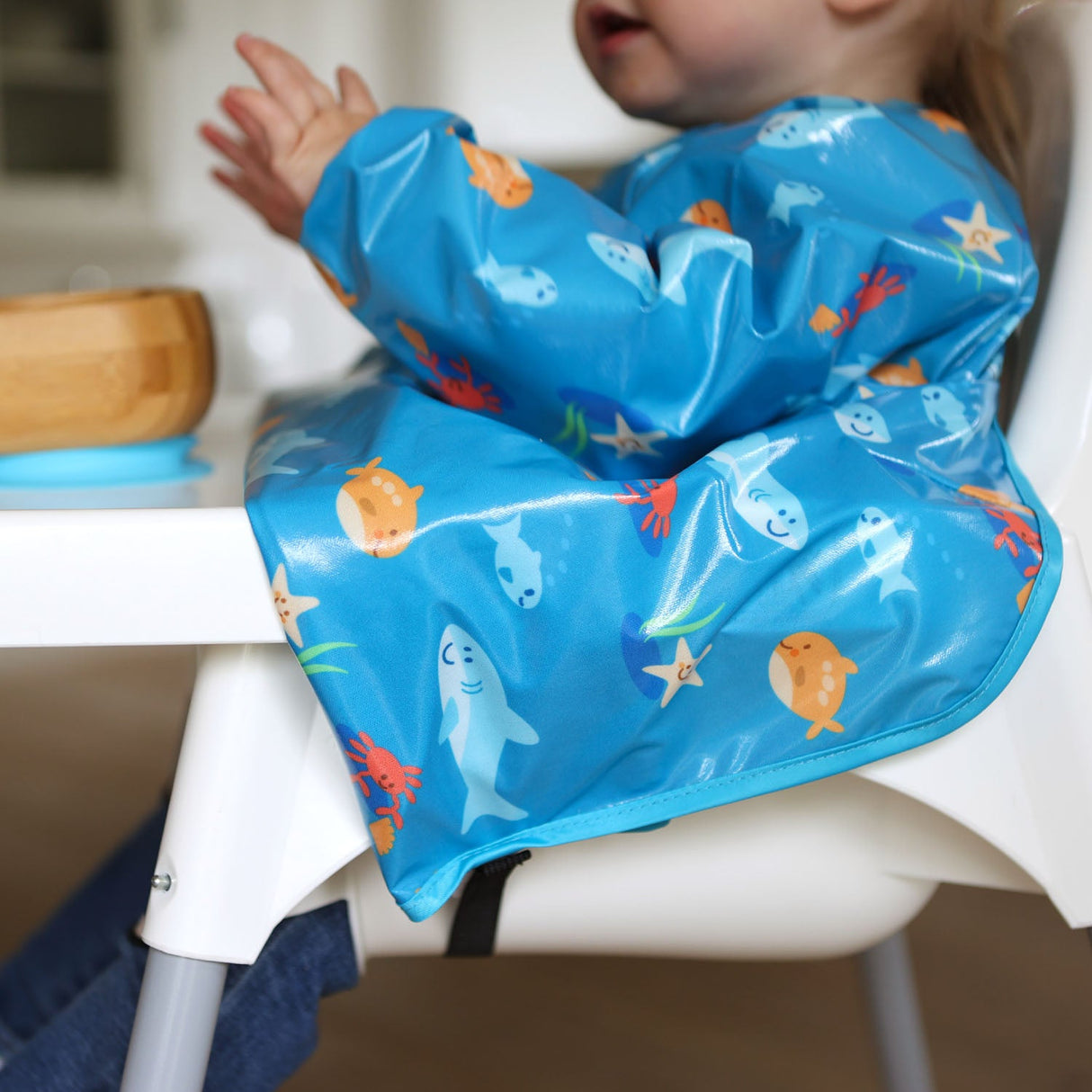 Wipeezee Coverall Bib - Turquoise Sea Creatures