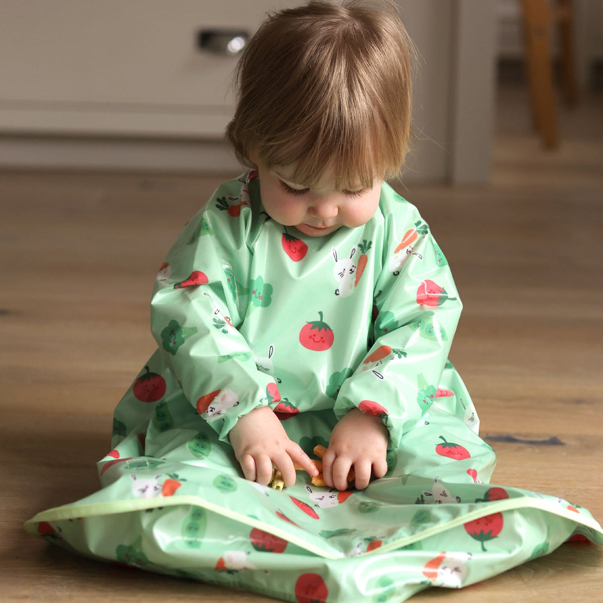 Wipeezee Coverall Bib - Green Bunny & Veg
