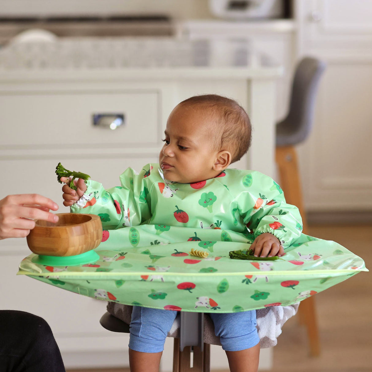 Wipeezee Coverall Bib - Green Bunny & Veg