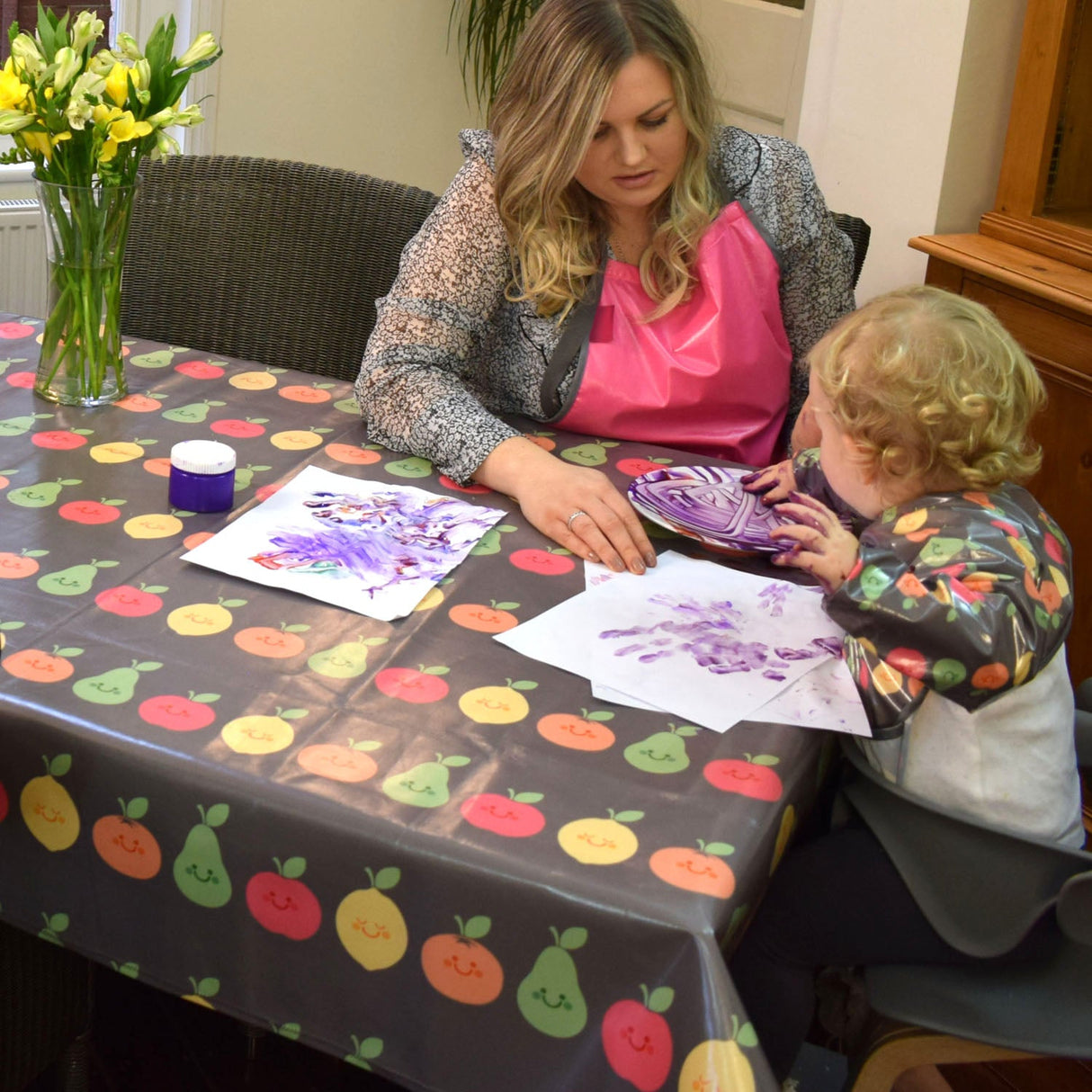 Wipeezee Splash Mat - Grey Happy Fruit