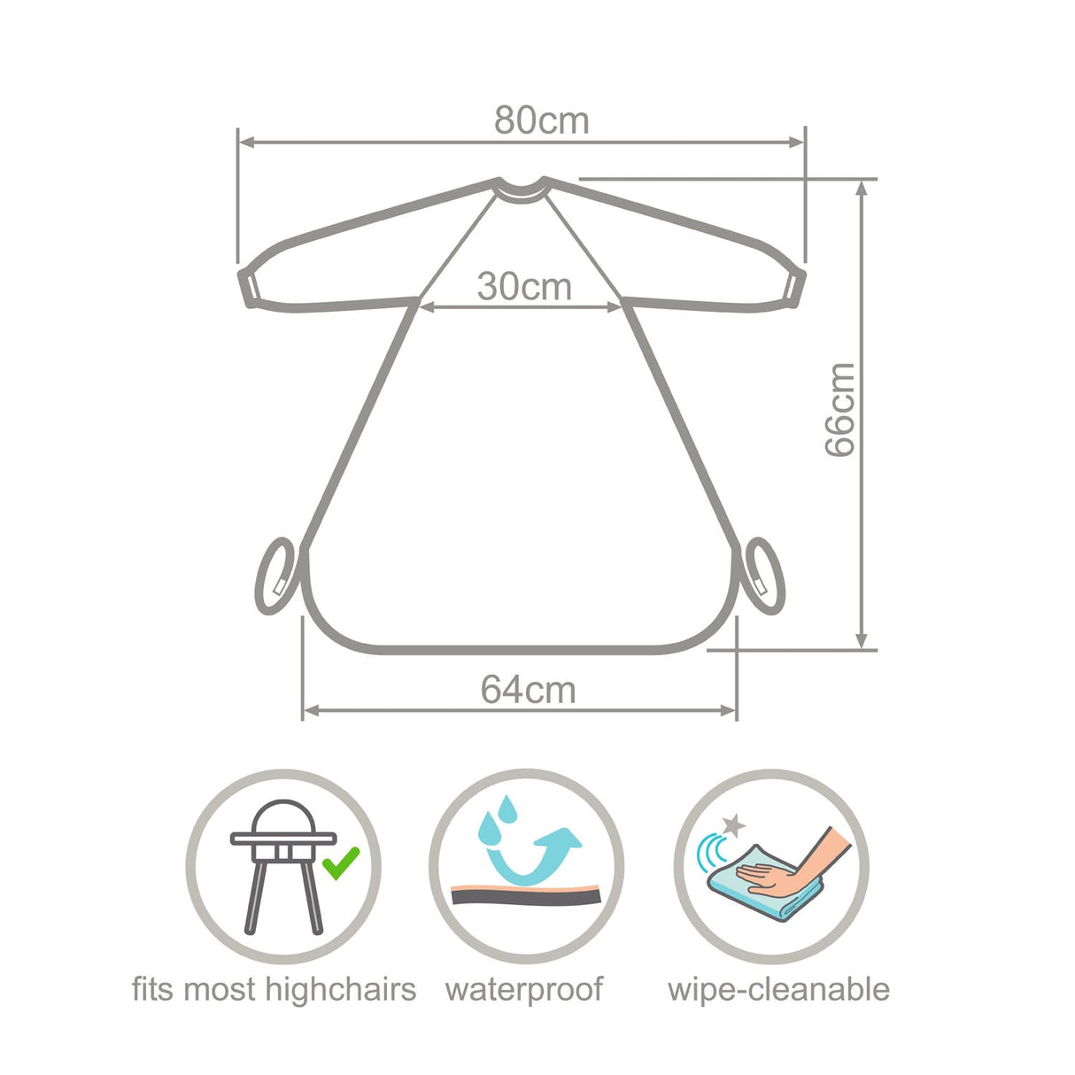 Wipeezee Coverall Bib - Grey Happy Fruit