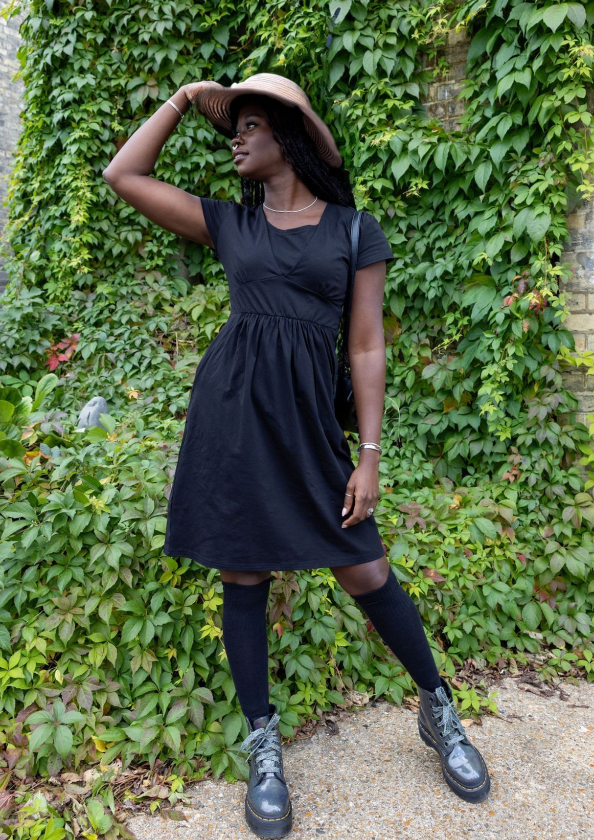Black Cotton Breastfeeding Dress