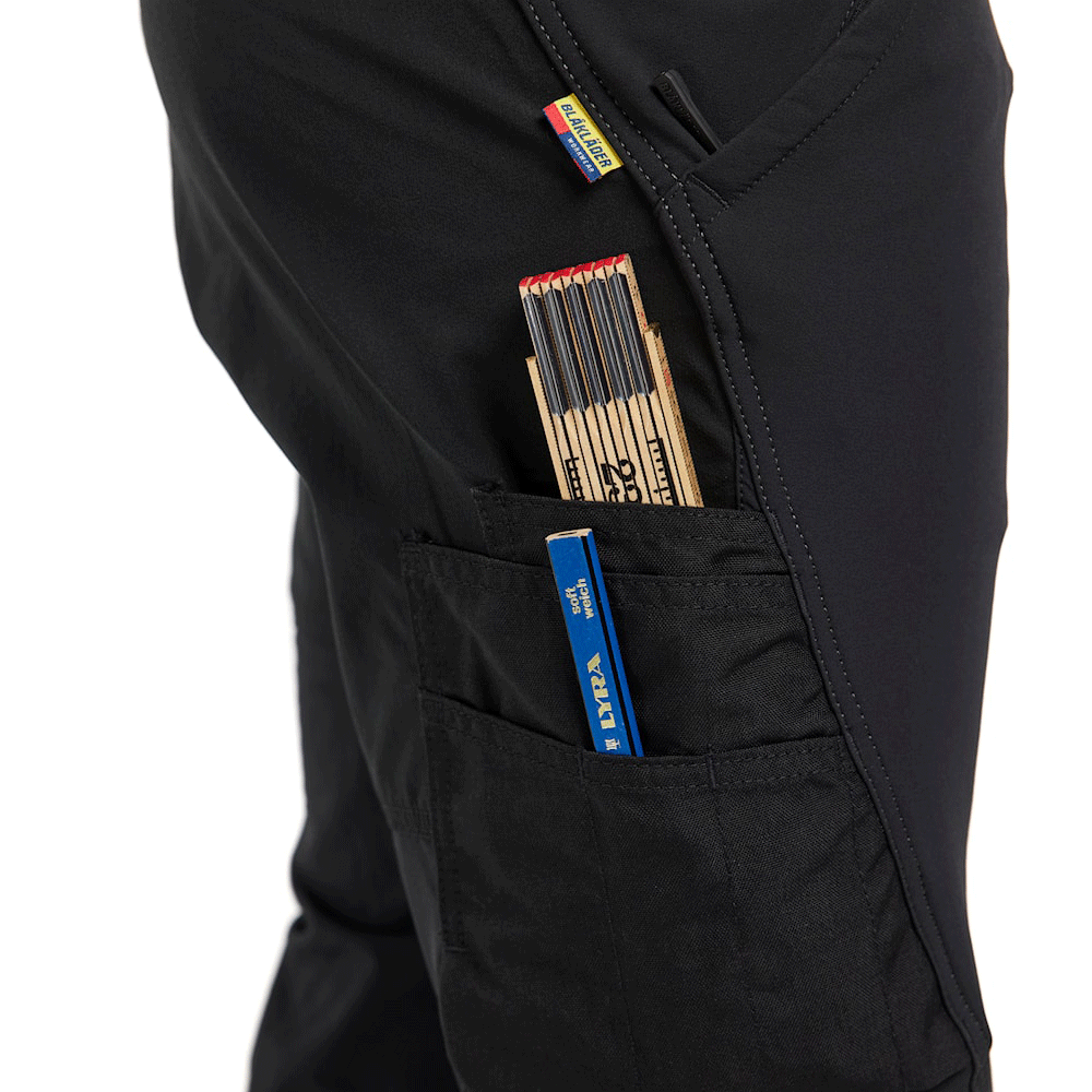 Blaklader 1422 4-Way Stretch Service Work Trousers Black/Dark Grey, 37" Waist Short Leg