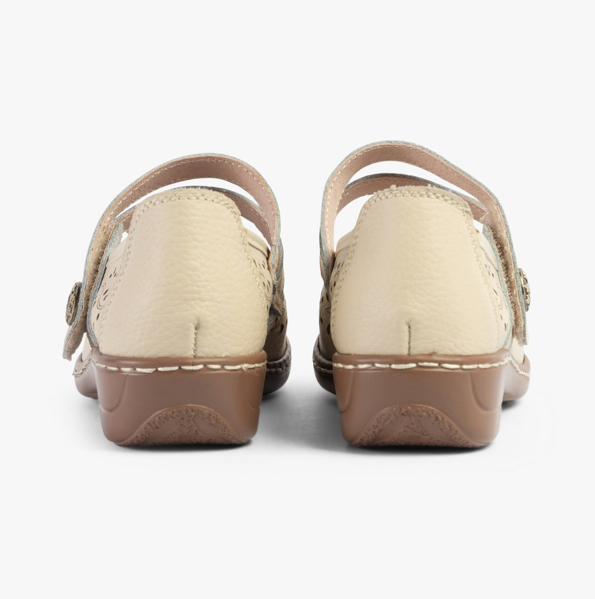 Boulevard CHARLOTTE Womens Leather Mary Jane Shoes Beige