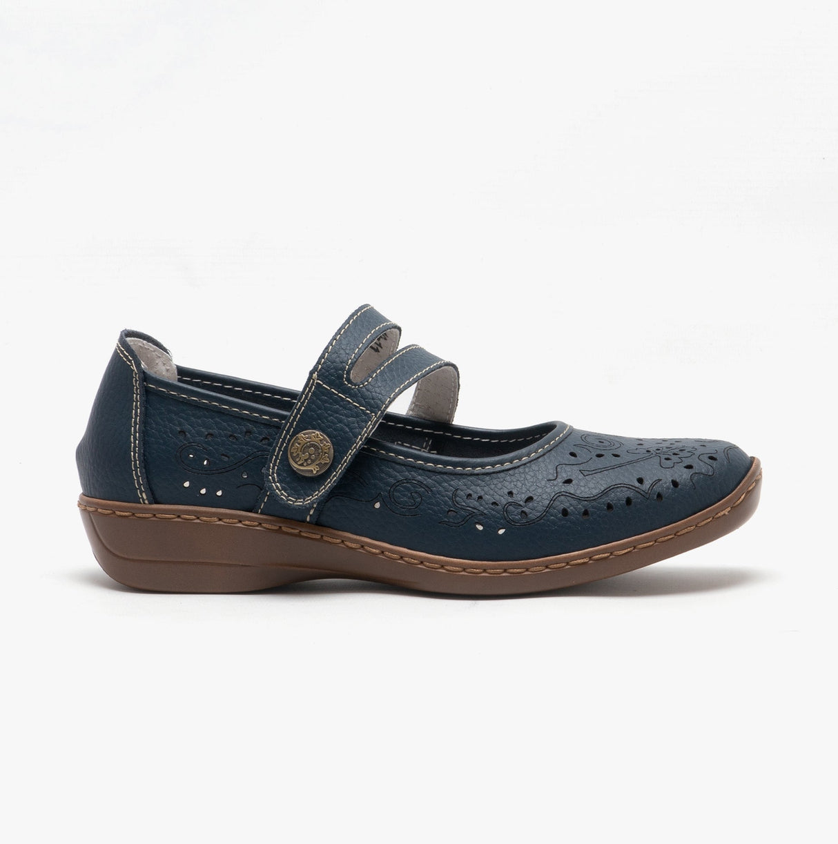 Boulevard CHARLOTTE Womens Leather Mary Jane Shoes Blue