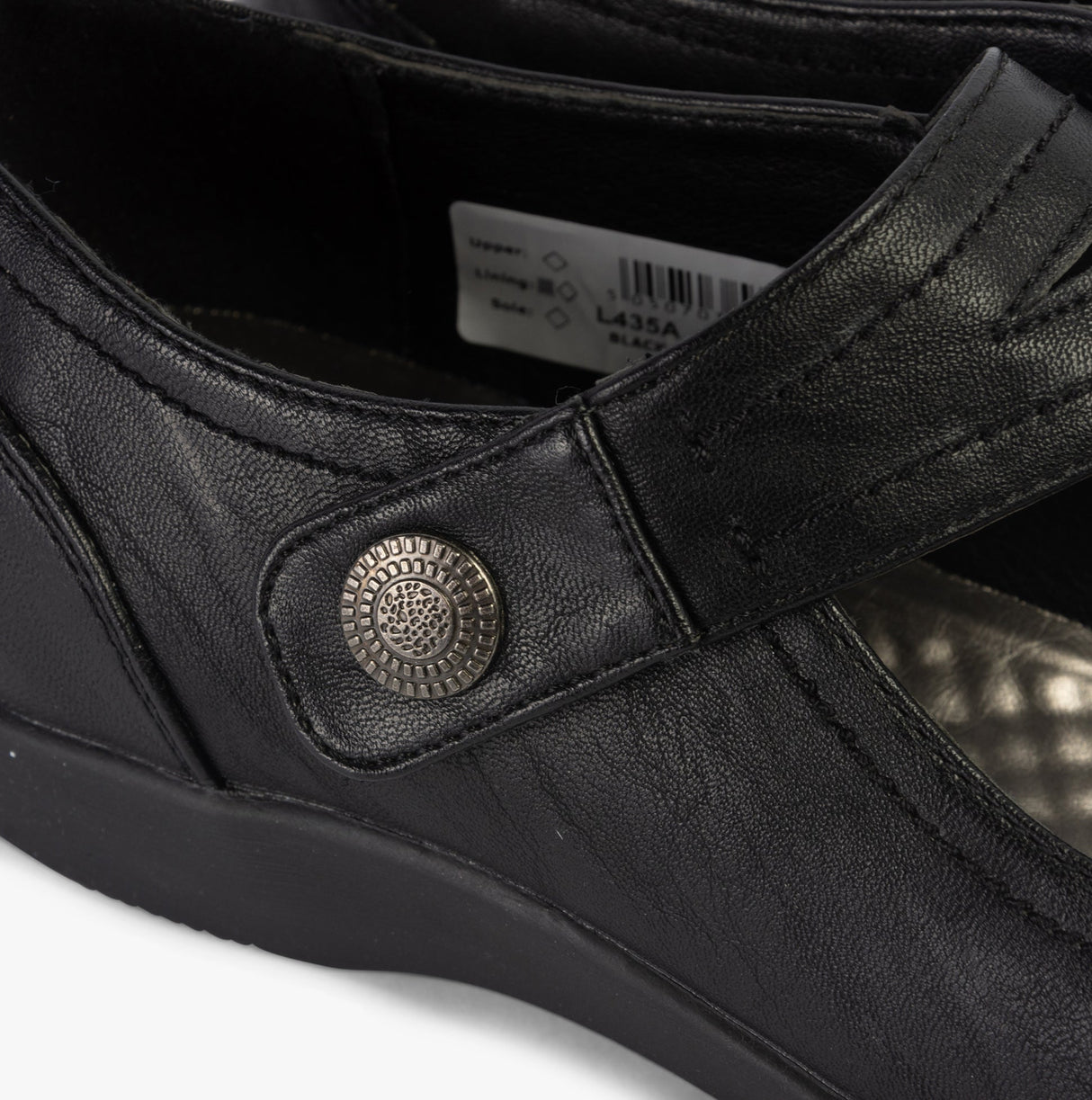 Boulevard L435A Womens Touch Fasten Extra-Wide Shoes Black