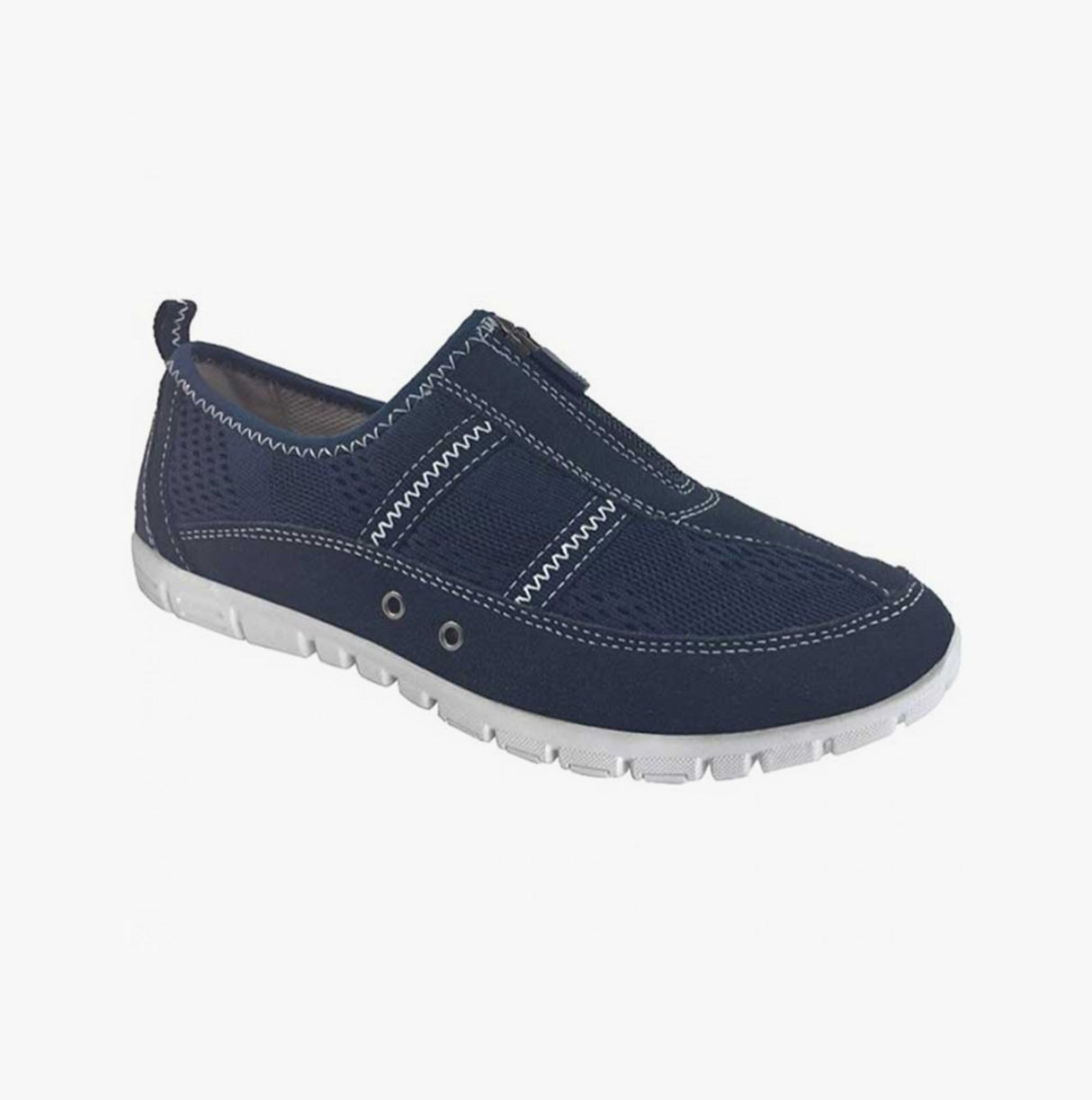 Boulevard JAYNE Womens Suede Wide Fit Casual Shoes Navy