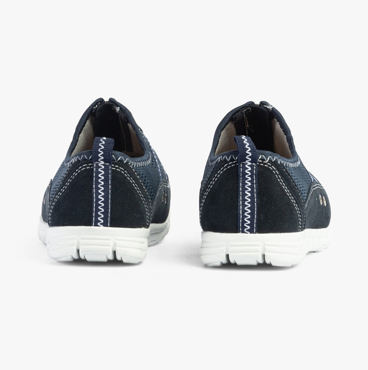 Boulevard JAYNE Womens Suede Wide Fit Casual Shoes Navy