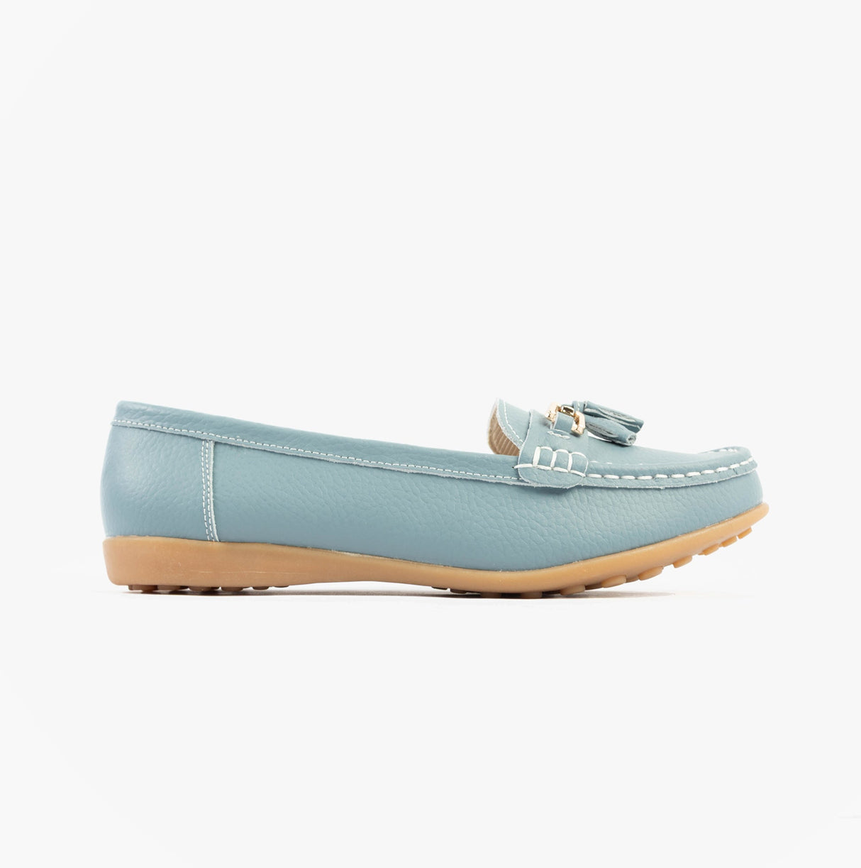 Boulevard CAMILLA Womens Leather Tassle Loafers Baby Blue