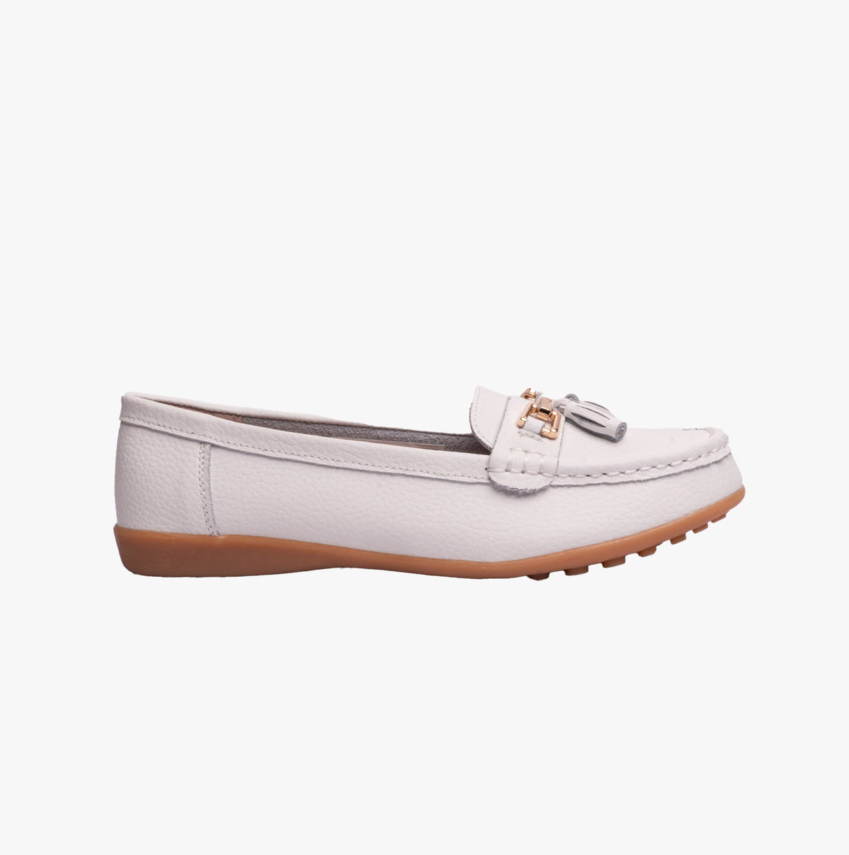 Boulevard CAMILLA Womens Leather Tassle Loafers White