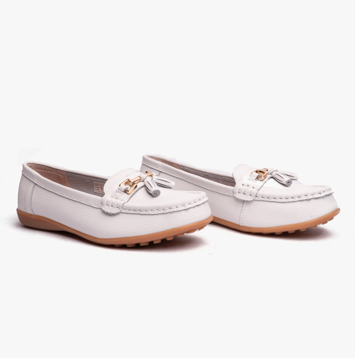 Boulevard CAMILLA Womens Leather Tassle Loafers White