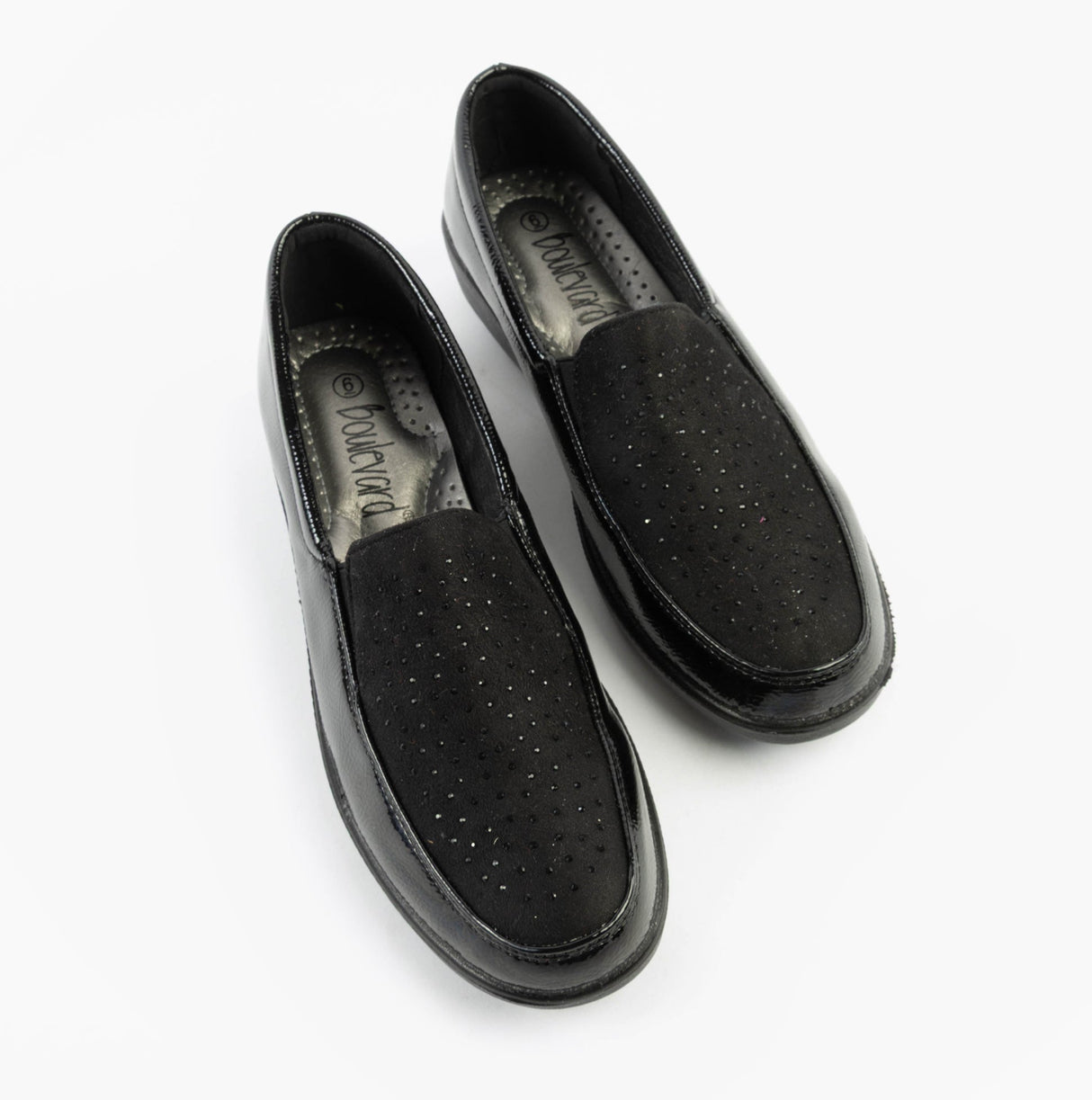 Boulevard L878AP Womens Patent Slip-On Loafers Black Patent