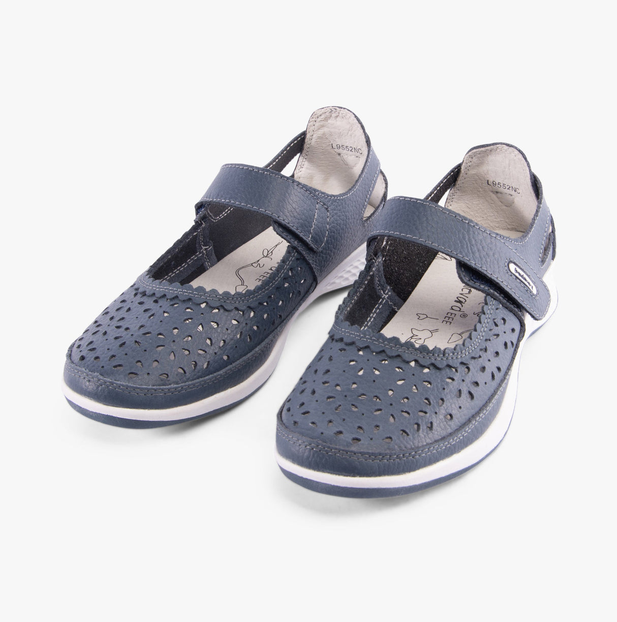 Boulevard DORRIT Womens Action Leather Wide Fit Shoes Navy