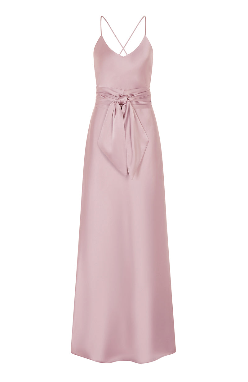 Brooklyn Dress in Rose Pink Satin