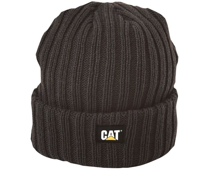 CAT RIB WATCH Mens Beanie Black