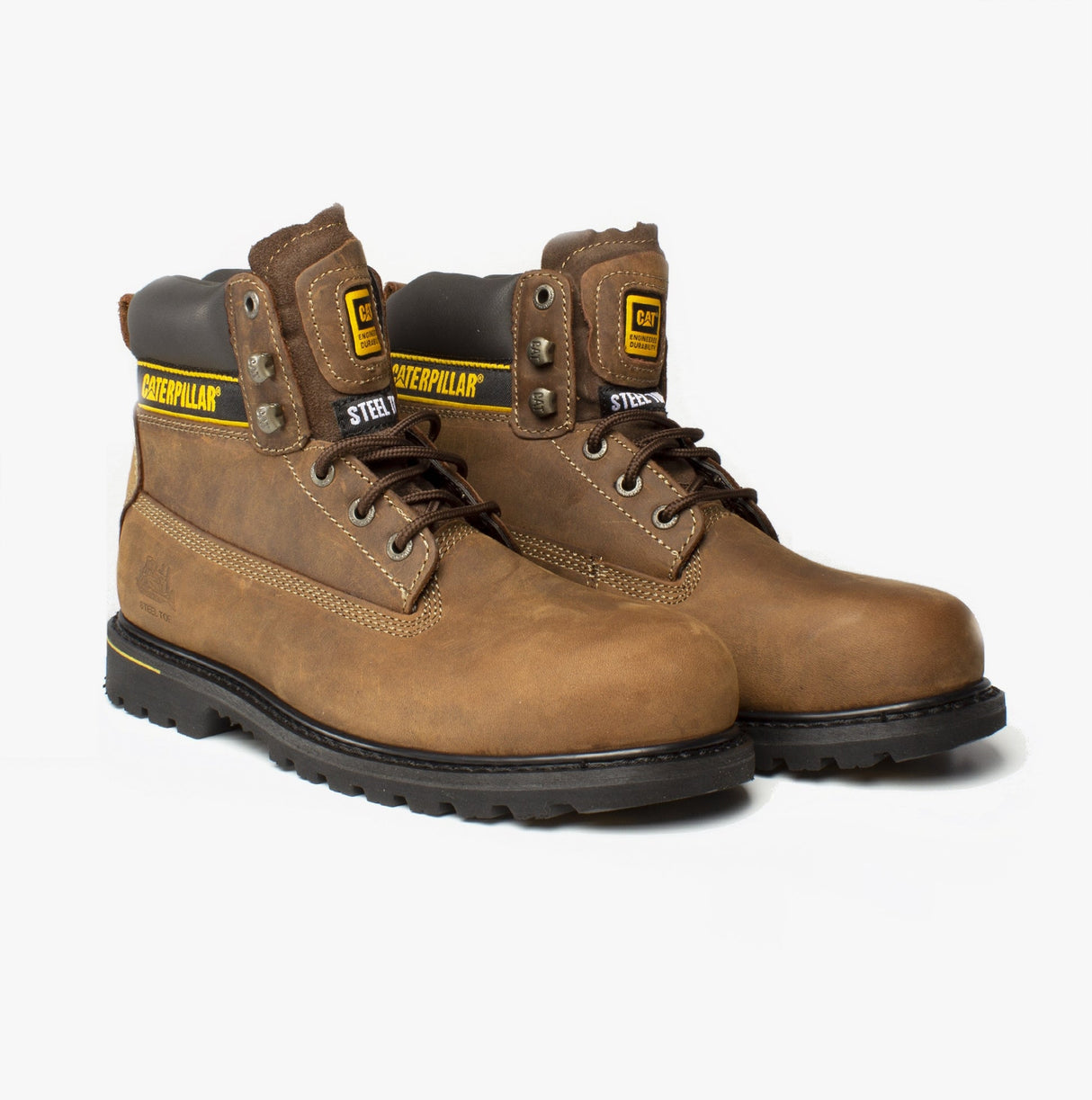 CAT HOLTON S3 Mens Leather Safety Boots Brown