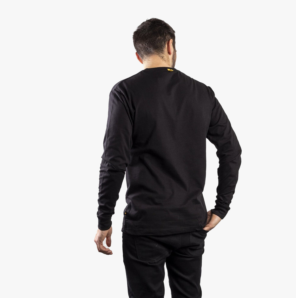 CAT TRADEMARK BANNER Mens Cotton Long Sleeve T-Shirt Black