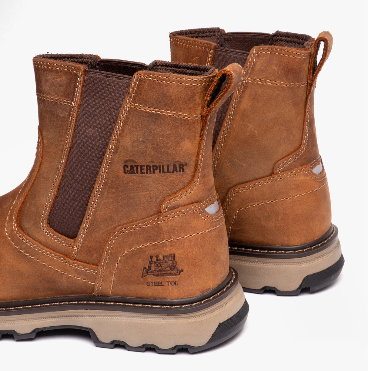 CAT PELTON Mens Dealer Safety Boots Beige